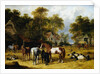 Horses, Cattle, Pigs and Chickens in a Farmyard by John Frederick Herring