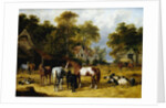 Horses, Cattle, Pigs and Chickens in a Farmyard by John Frederick Herring