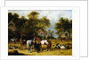 Horses, Cattle, Pigs and Chickens in a Farmyard by John Frederick Herring