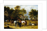 Horses, Cattle, Pigs and Chickens in a Farmyard by John Frederick Herring