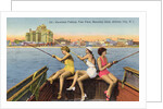 Women Fishing on Back of Boat by Anonymous