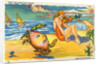 Illustration of Woman and Crab on Beach by Anonymous