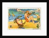 Illustration of Woman and Crab on Beach by Anonymous