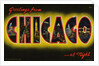 Greetings from Chicago at Night Postcard by Anonymous
