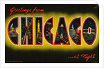 Greetings from Chicago at Night Postcard by Anonymous