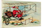 Postcard of Santa Claus Flying a Biplane by Anonymous