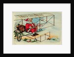 Postcard of Santa Claus Flying a Biplane by Corbis