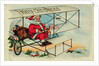 Postcard of Santa Claus Flying a Biplane by Corbis