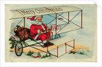 Postcard of Santa Claus Flying a Biplane by Corbis