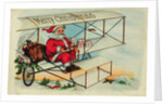 Postcard of Santa Claus Flying a Biplane by Corbis