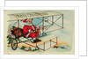 Postcard of Santa Claus Flying a Biplane by Corbis