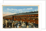 Postcard of Troops Waving from Passing Train by Anonymous