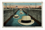 Postcard of Hats Floating Through Gatun Locks by Anonymous