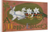 A Happy Easter Postcard with a Rabbit Pulling Lilies by Anonymous