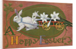 A Happy Easter Postcard with a Rabbit Pulling Lilies by Anonymous