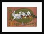 A Happy Easter Postcard with a Rabbit Pulling Lilies by Anonymous