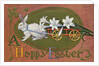 A Happy Easter Postcard with a Rabbit Pulling Lilies by Anonymous