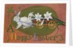 A Happy Easter Postcard with a Rabbit Pulling Lilies by Anonymous