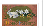 A Happy Easter Postcard with a Rabbit Pulling Lilies by Anonymous
