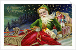 A Merry Christmas Postcard with Santa in a Sleigh by Anonymous