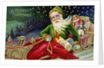 A Merry Christmas Postcard with Santa in a Sleigh by Anonymous