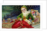 A Merry Christmas Postcard with Santa in a Sleigh by Anonymous