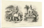 Engraving of Indra and Gautama Buddha by Anonymous