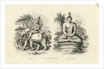 Engraving of Indra and Gautama Buddha by Anonymous