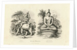 Engraving of Indra and Gautama Buddha by Anonymous