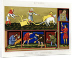 Book Illustration of People at Work in the 11th-Century by Anonymous