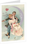 To My Valentine Postcard with Couple on Cresent Moon by Anonymous