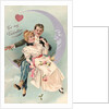 To My Valentine Postcard with Couple on Cresent Moon by Anonymous