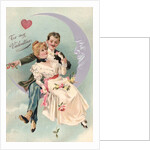 To My Valentine Postcard with Couple on Cresent Moon by Anonymous
