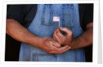 Man Holding Small American Flag by Anonymous