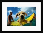 Puppy Riding on Surfboard by Anonymous