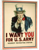 I Want You for the U.S. Army Recruitment Poster by James Montgomery Flagg