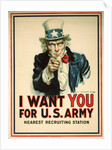 I Want You for the U.S. Army Recruitment Poster by James Montgomery Flagg