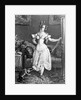 Woman in Corset with Cat Toying at Her Ribbon by Anonymous