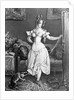 Woman in Corset with Cat Toying at Her Ribbon by Anonymous