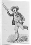 Woodcut of Newsboy Selling Papers by Anonymous