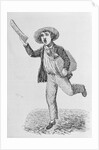 Woodcut of Newsboy Selling Papers by Anonymous