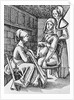 Drawing Depicting Midwife Assisting a Mother to Be by Anonymous