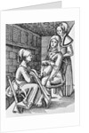 Drawing Depicting Midwife Assisting a Mother to Be by Anonymous