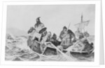 Leif Erickson in Watercraft with Others by Anonymous
