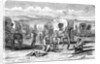 Covered Wagon Train Encampment by Anonymous