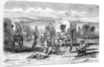 Covered Wagon Train Encampment by Anonymous