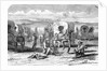 Covered Wagon Train Encampment by Anonymous
