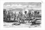 Covered Wagon Train Encampment by Anonymous
