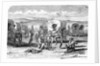 Covered Wagon Train Encampment by Anonymous