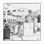 Woodcut of Demosthenes Speaking to Outdoor Assembly by Anonymous